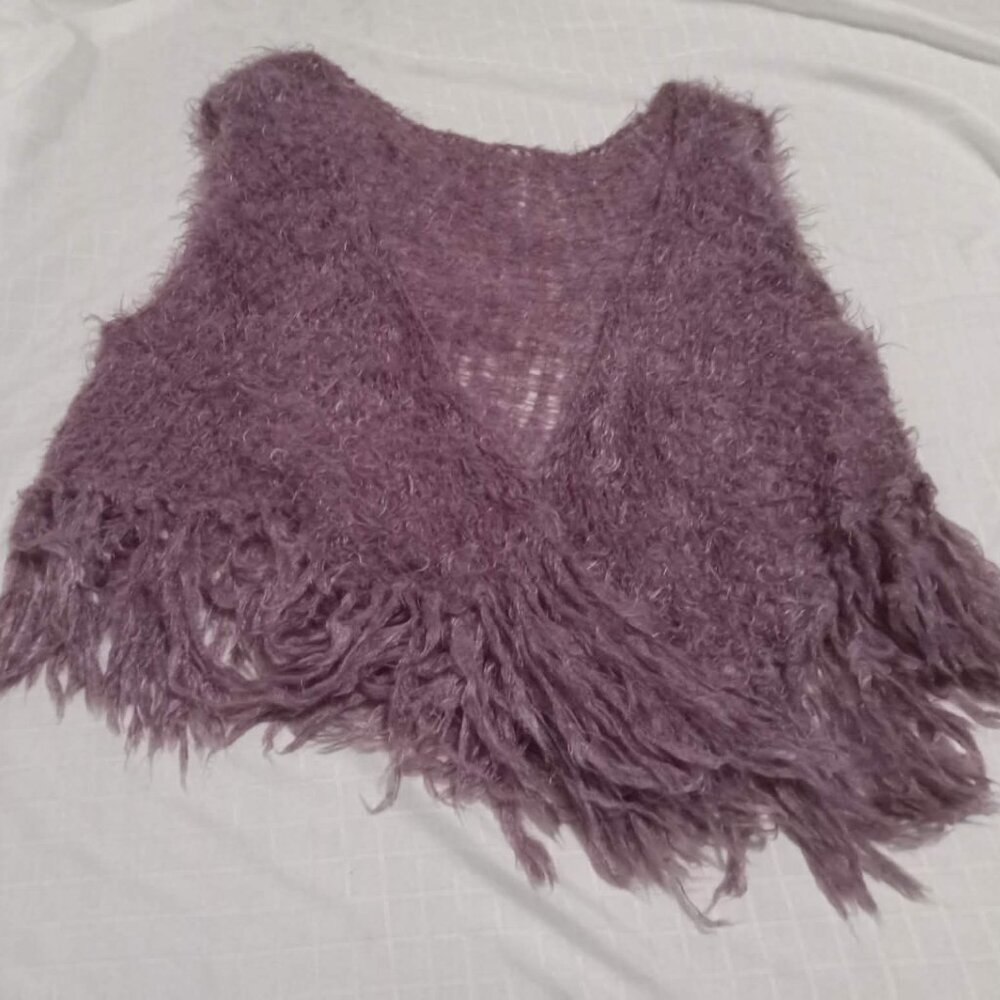 Vintage hippie sleeveless vest in fluffy faux fur